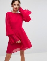 ASOS Triple Pleated Sleeve Mini Skater Dress ~ red party dresses