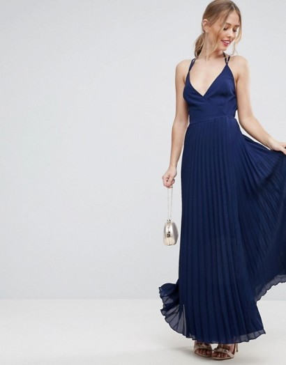 Catherine Tyldesley long navy-blue strappy dress, ASOS Wrap Front ...