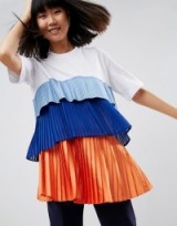 ASOS WHITE Satin And Tulle T-Shirt ~ pleated t-shirts ~ tiered tee