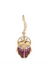 AURELIE BIDERMANN BEETLE GOLD MONO EARRING | single gemstone earrings