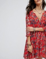 BA&SH Floral Print Smock Dress – red summer dresses