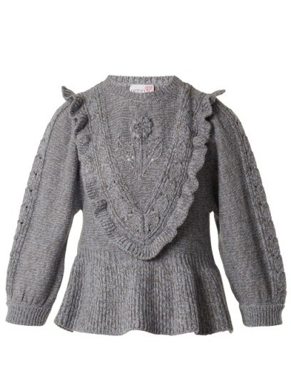 REDVALENTINO Balloon-sleeved wool-blend sweater - flipped