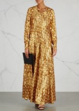 TORY BURCH Bea gold silk blend jacquard gown