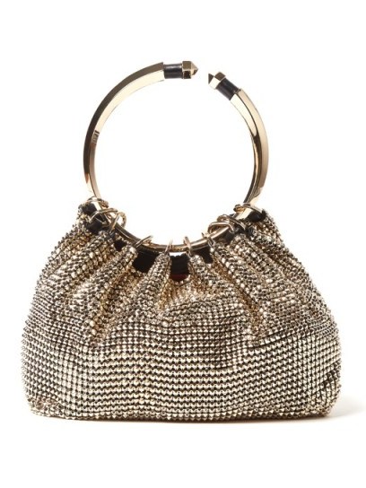 VALENTINO Bebop chainmail ring clutch bag ~ metallic bags - flipped