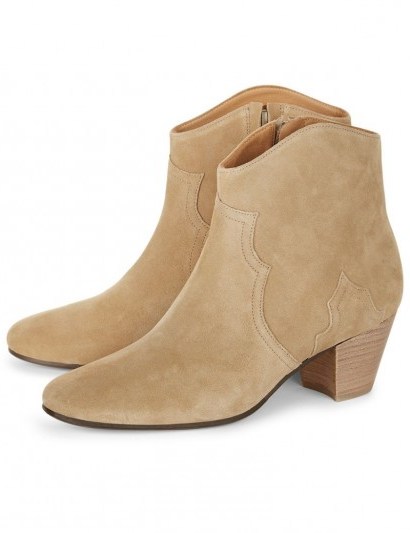 ISABEL MARANT ÉTOILE Beige Suede Dicker Ankle Boots - flipped