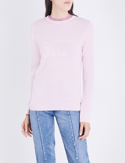BELLA FREUD Je t’aime Jane cashmere jumper ~ pale pink jumpers ~ knitwear