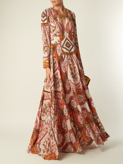 ETRO Bengal floral-print pleated crepe gown - flipped