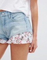 Bershka Floral Printed Detail Denim Short – light blue shorts – summer fashion