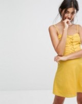 Bershka Lattice Front Dress – yellow strappy summer dresses