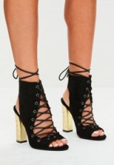 MISSGUIDED black crushed heel peep toe ankle boots