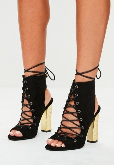 MISSGUIDED black crushed heel peep toe ankle boots - flipped