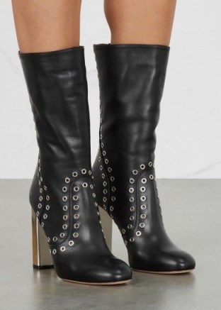 ALEXANDER MCQUEEN Black embellished leather boots - flipped