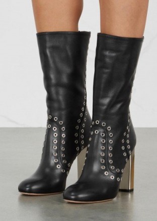 ALEXANDER MCQUEEN Black embellished leather boots