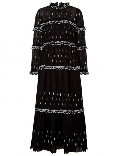 ISABEL MARANT ÉTOILE Black Embroidered Lyukio Midi Dress - flipped