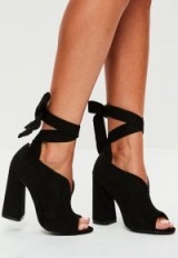 MISSGUIDED black flared heel wrap around heels