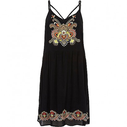 River Island Black floral embroidered cami dress – summer dresses