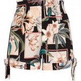River Island Black floral print bow hem shorts