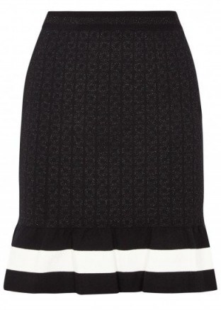 BOUTIQUE MOSCHINO Black jacquard-knit skirt | frill hem skirts - flipped