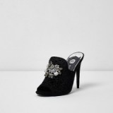 River Island Black jewel embellished mules ~ jewelled high heeled shoes ~ party heels