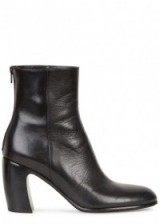 ANN DEMEULEMEESTER Black leather ankle boots ~ curved heel boot