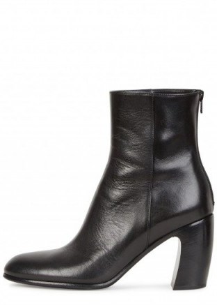ANN DEMEULEMEESTER Black leather ankle boots ~ curved heel boot - flipped