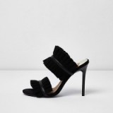River Island Black ruffle court heel mules – chic high heels