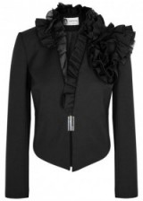 LANVIN Black ruffle-trimmed wool jacket – black ruffled jackets