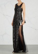 LANVIN Black tulle-insert sequin gown