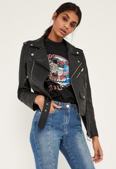 missguided black ultimate faux leather biker jacket ~ moto jackets - flipped