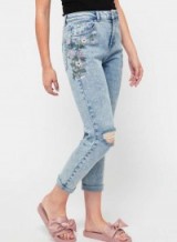 MISS SELFRIDGE Bleach Embroidered MOM Jeans