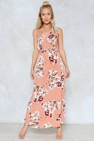 NASTY GAL Bloom Again Wrap Dress ~ long floral dresses