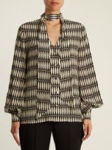 LANVIN Bois Joli-print tie-neck silk blouse ~ chic blouses