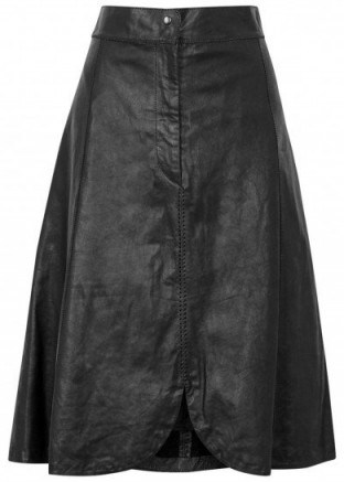 ISABEL MARANT Boral black leather midi skirt - flipped