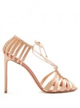 FRANCESCO RUSSO Braided-strap leather sandals ~ rose-pink strappy high heels