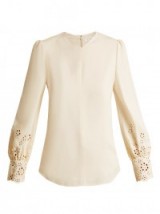 CHLOÉ Broderie-anglaise cady top | feminine cream tops/blouses