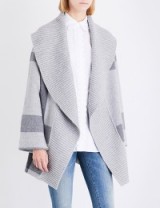 BURBERRY Checked wool-blend cape | knitted grey melange capes | knitwear