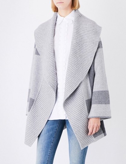 BURBERRY Checked wool-blend cape | knitted grey melange capes | knitwear - flipped