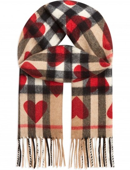 BURBERRY Heart check cashmere scarf - flipped