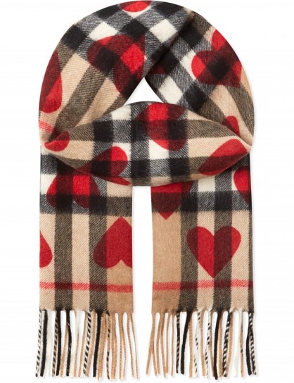 BURBERRY Heart check cashmere scarf
