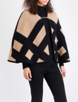 BURBERRY Wool-cashmere blend blanket cape ~ camel/black capes ~ autumn/winter outerwear