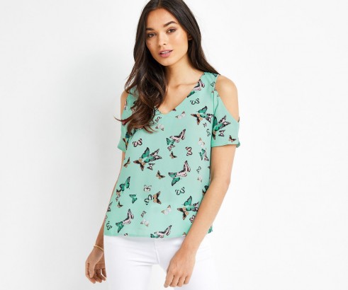 Oasis BUTTERFLY COLD SHOULDER TOP
