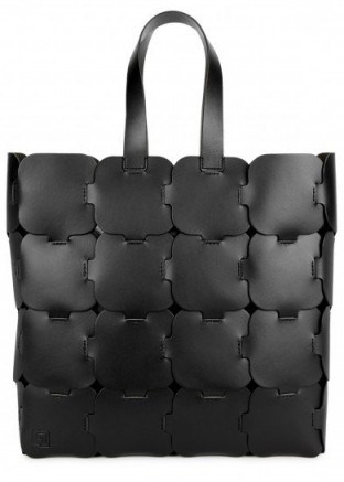 PACO RABANNE Cabas Puzzle black leather tote - flipped