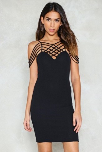 Cage Turner Bodycon Dress ~ lbd ~ black party dresses p - flipped