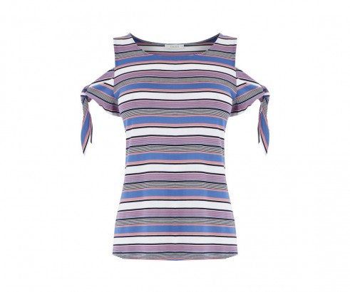 Oasis CALIFORNIA STRIPE TEE – cold shoulder tees – striped summer tops