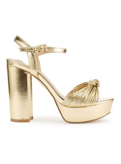 MISS SELFRIDGE CAMERON Knot Platform Sandals ~ gold metallic platforms