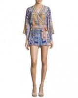 Camilla Belted Kimono-Sleeve Silk Playsuit ~ printed playsuits ~ mixed prints
