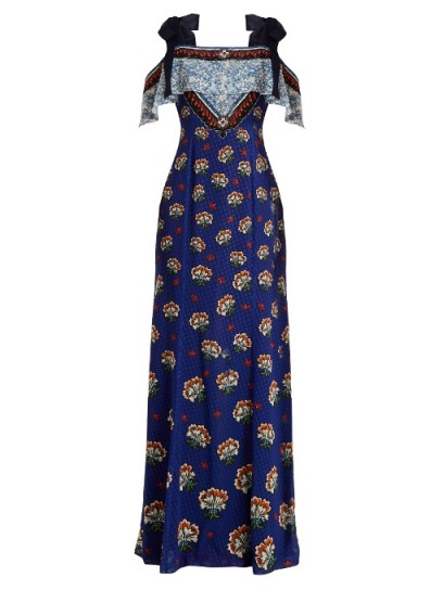 MARY KATRANTZOU Canasta Kings-print fil coupé gown ~ mixed prints ~ designer gowns