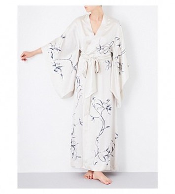 CARINE GILSON Floral-print silk-satin kimono robe - flipped