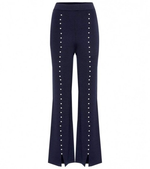 HUISHAN ZHANG Caron wool trousers | navy-blue embellished pants - flipped
