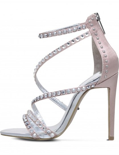 CARVELA Grass satin heeled sandals – embellished strappy high heels - flipped